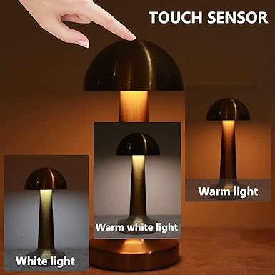USB Rechargeable Portable Touch Control Dimmable 3 Light Color Tunable Table Lamp for Hotel, Cafe