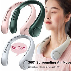 Neck Fan Portable Bladeless neck fans rechargeable USB Cooling Fan Super Strong hanging neck fan Portable Personal Fan Super Quiet Fan Dual Cooling Fan Summer Fan for Outdoor Sports Home Office Travel
