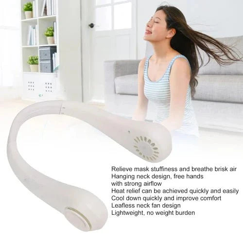Neck Fan Portable Bladeless neck fans rechargeable USB Cooling Fan Super Strong hanging neck fan Portable Personal Fan Super Quiet Fan Dual Cooling Fan Summer Fan for Outdoor Sports Home Office Travel