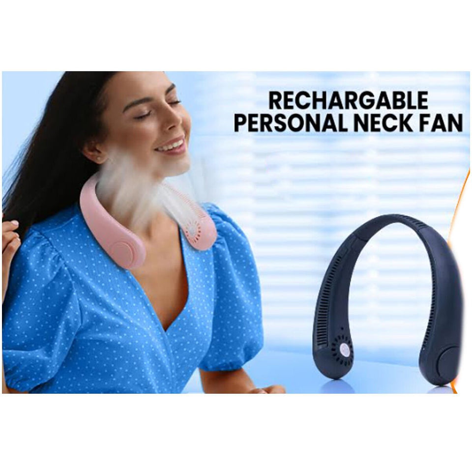 Neck Fan Portable Bladeless neck fans rechargeable USB Cooling Fan Super Strong hanging neck fan Portable Personal Fan Super Quiet Fan Dual Cooling Fan Summer Fan for Outdoor Sports Home Office Travel
